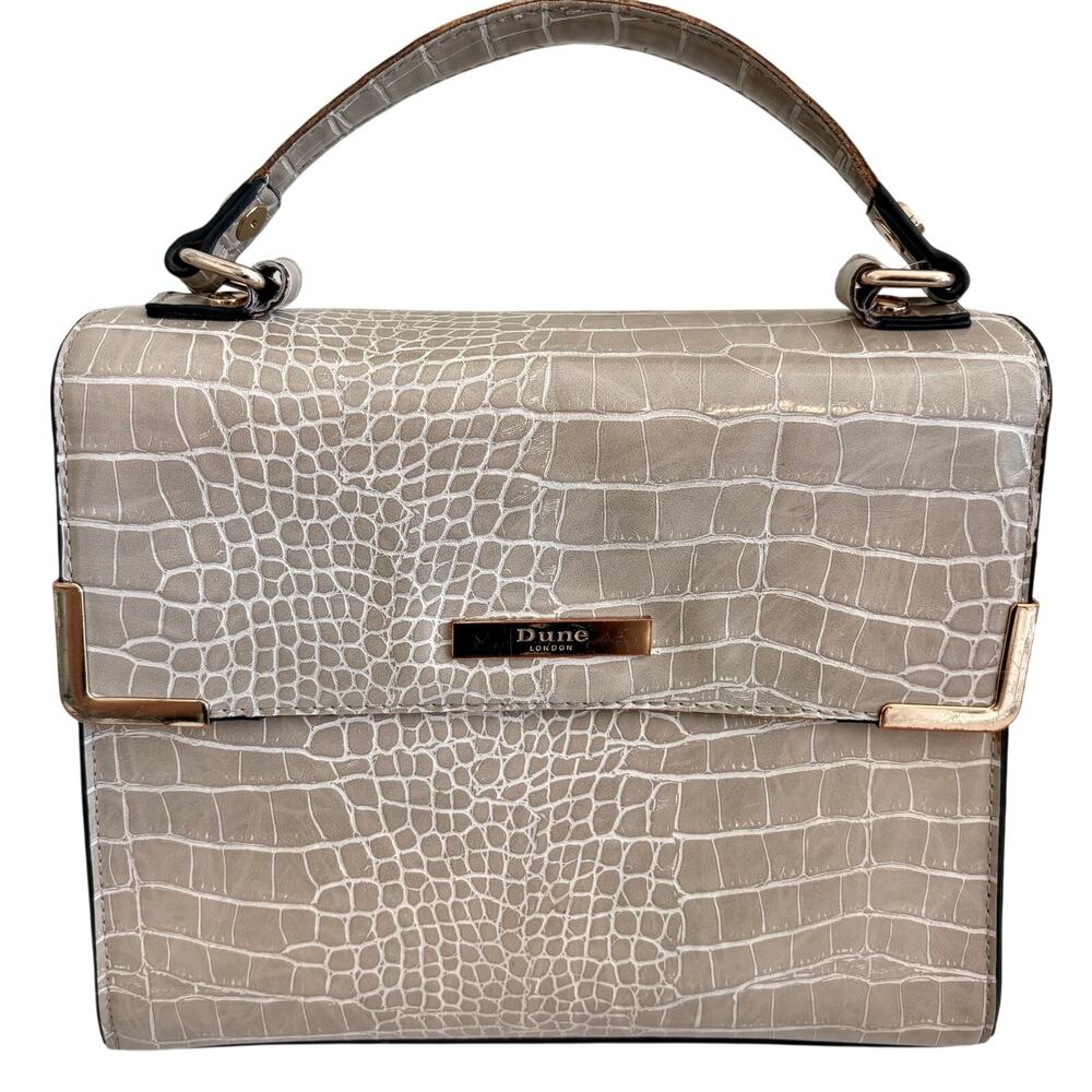 DUNE London Embossed Croc Leather Square Handbag Taupe Preppy Parisian Old Money